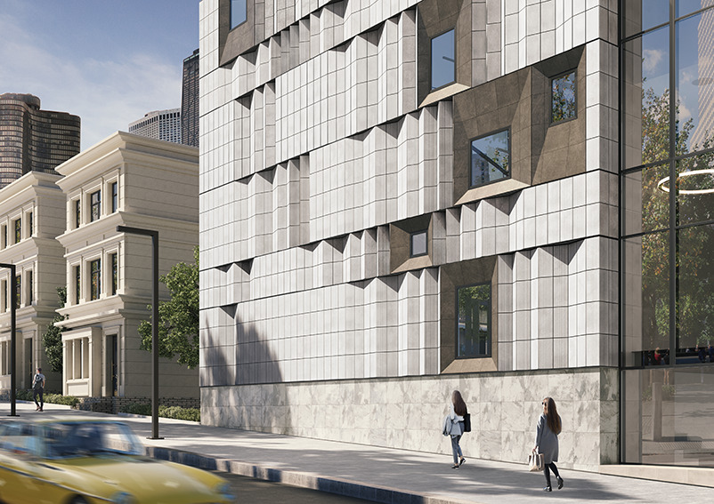 The three-dimensional look of modern facades.